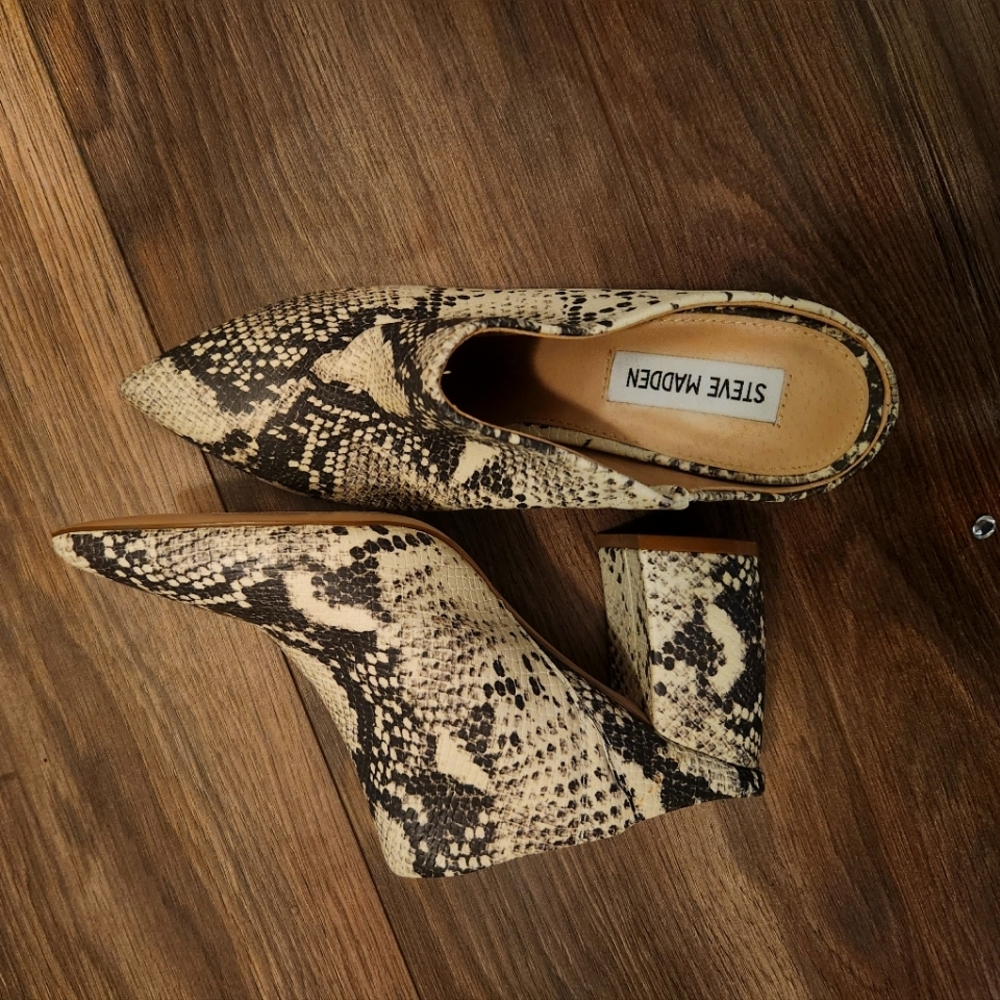 Snakeskin Mules